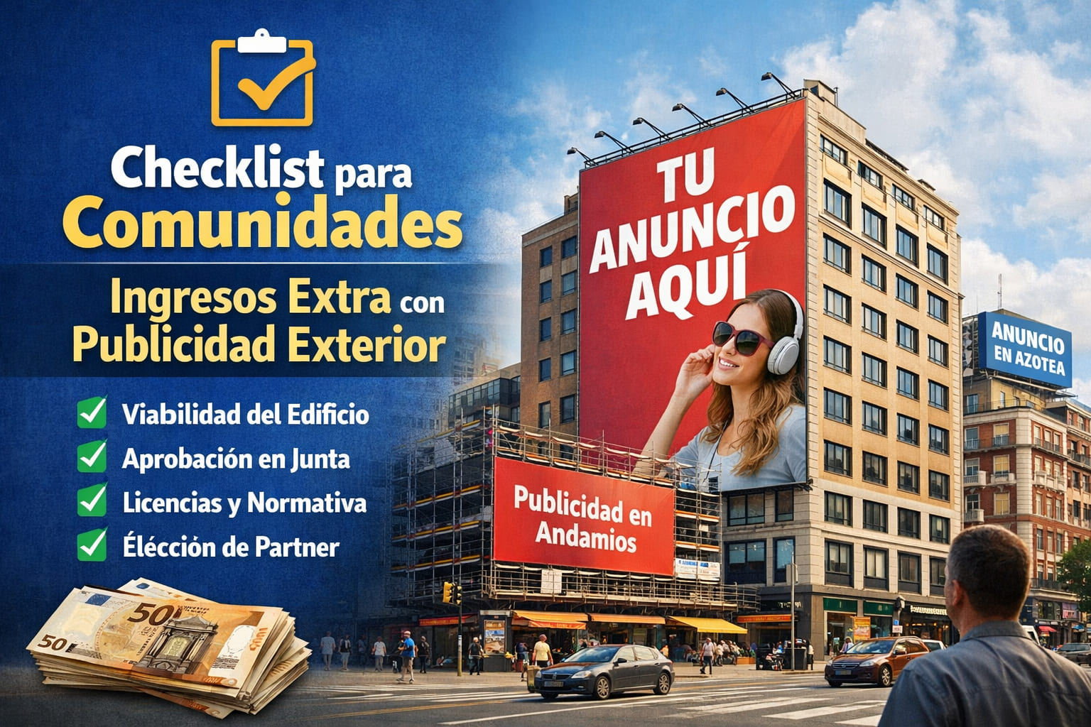 Checklist para comunidades de vecinos: generar ingresos extra con publicidad exterior en edificios