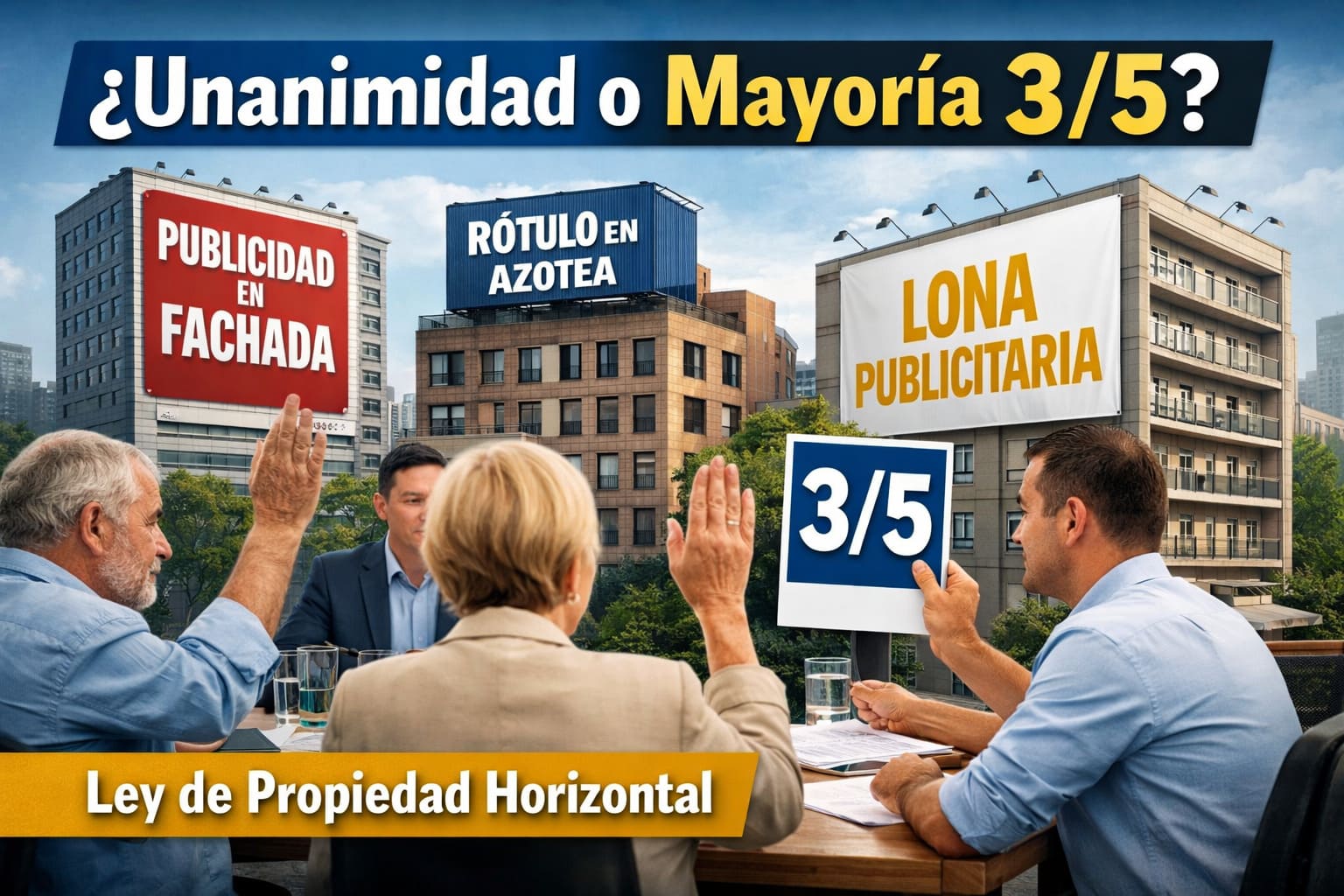 Mayoría necesaria en Junta de propietarios para instalar publicidad en fachada, medianera o azotea